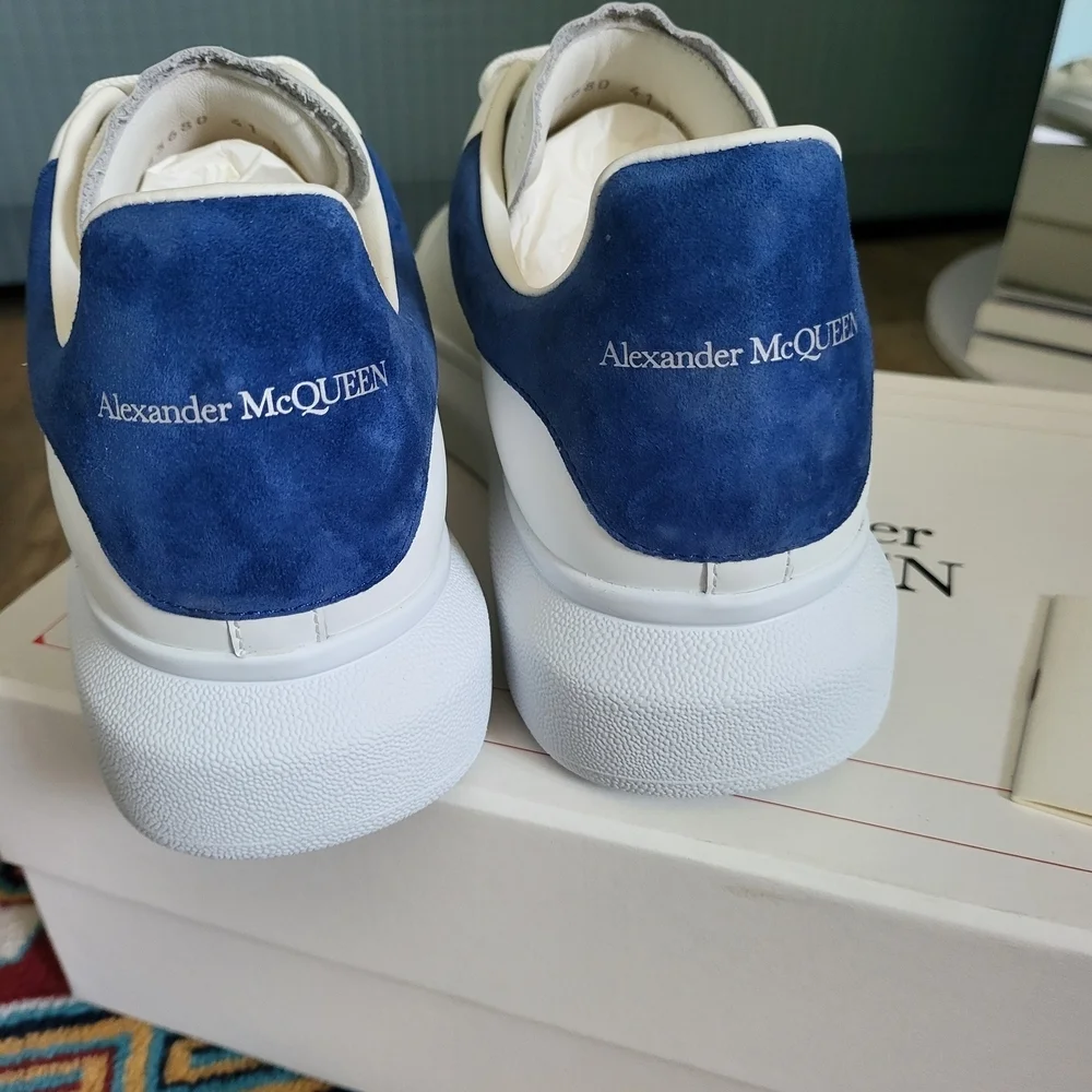 Alexander McQueen Men's Sneakers in White and Blue - Picture 4 of 12